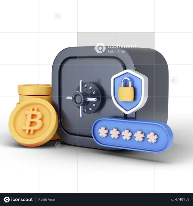 Bitcoin Locker  3D Illustration