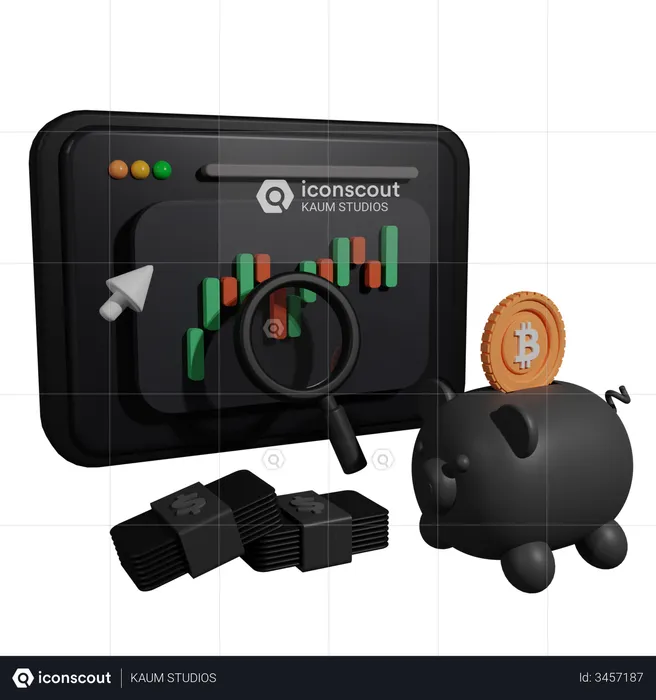 Bitcoin Market Analysis  3D Illustration