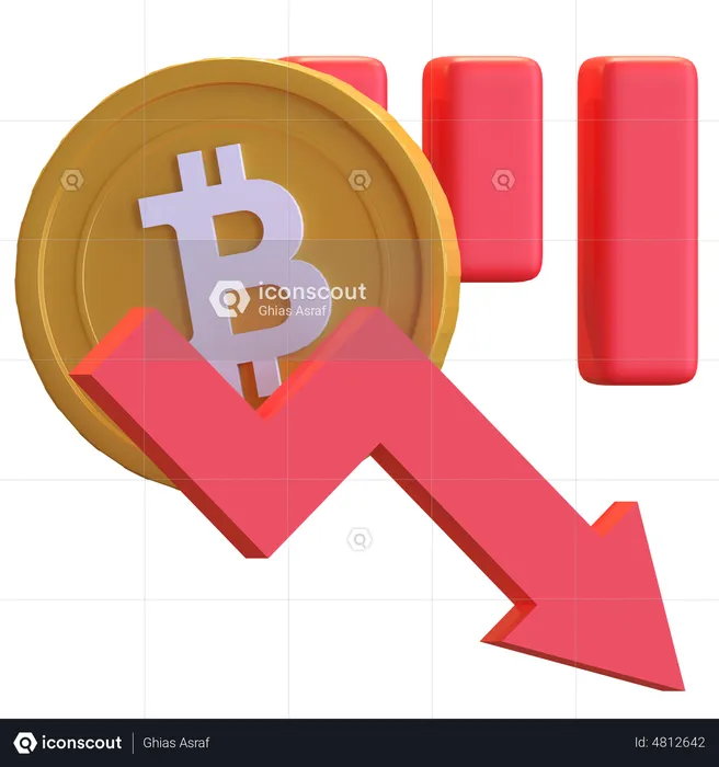 Bitcoin Market Crash  3D Illustration