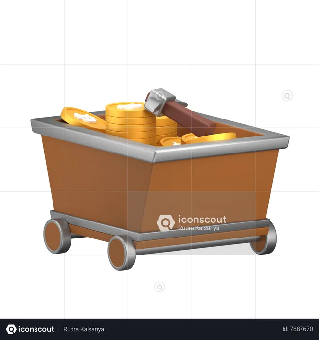 Bitcoin Minecart  3D Icon