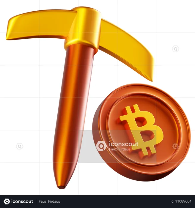 Picareta de mineração de Bitcoin  3D Icon