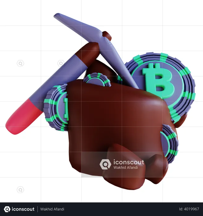 Bitcoin mining  3D Illustration