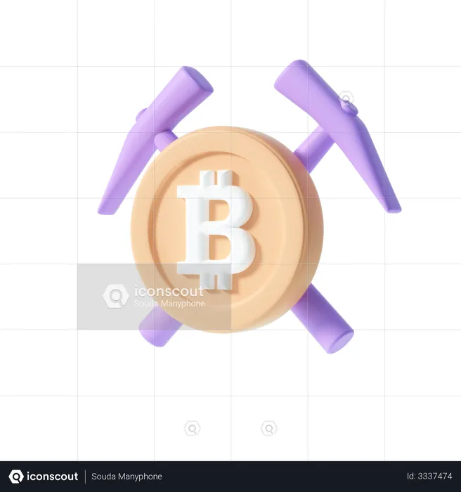 Bitcoin mining  3D Illustration