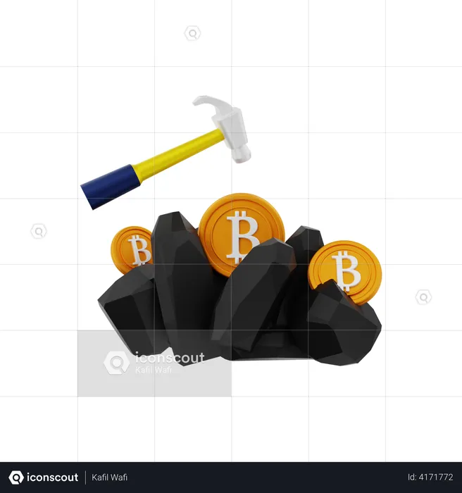 Bitcoin mining  3D Illustration