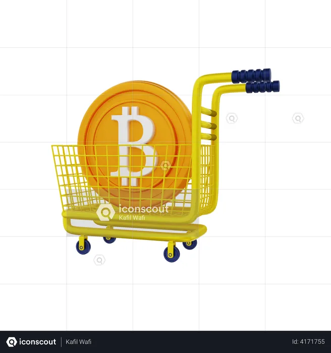 Bitcoin mining cart  3D Illustration