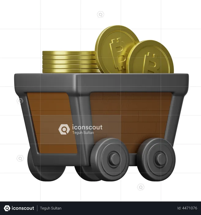 Bitcoin Mining Cart  3D Illustration