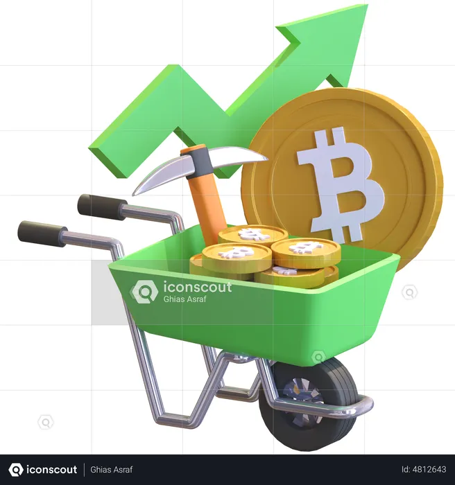 Bitcoin Mining Profit  3D Illustration