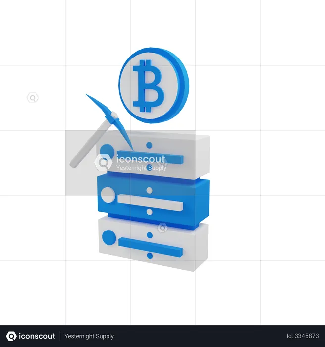 Bitcoin-Mining-Server  3D Illustration