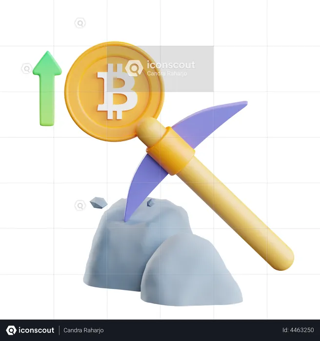 Bitcoin Mining with Pickaxe  3D Illustration