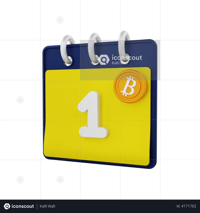 Bitcoin mit Kalender  3D Illustration