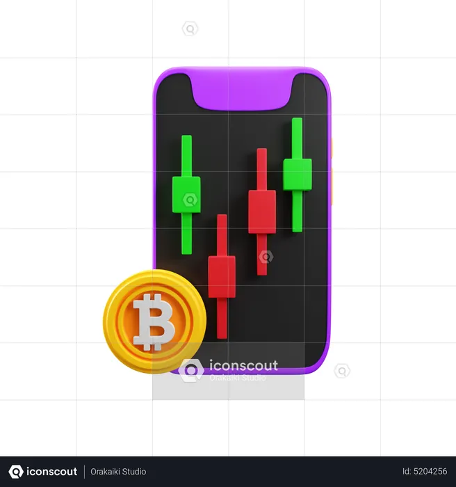 Bitcoin Mobile Trading  3D Icon