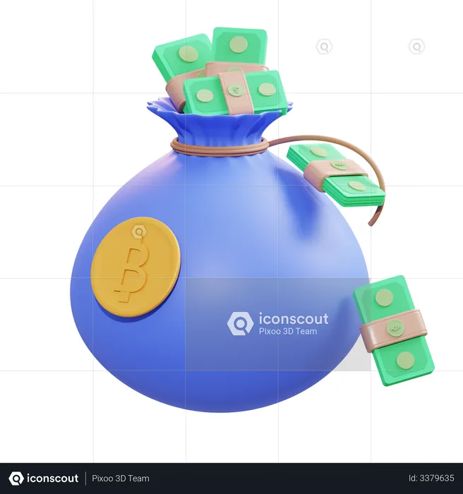 Bitcoin Money Bag  3D Illustration