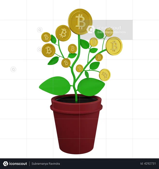 Bitcoin Money Plant  3D Illustration