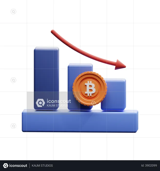 Bitcoin Negative Chart  3D Illustration