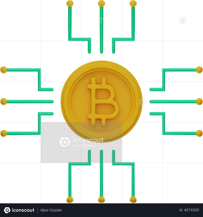 Bitcoin Network  3D Illustration