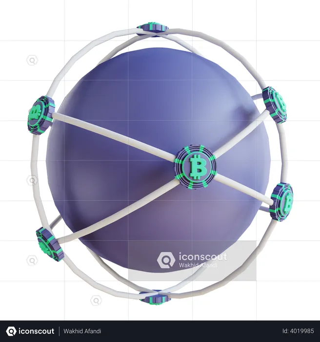 Bitcoin network  3D Illustration