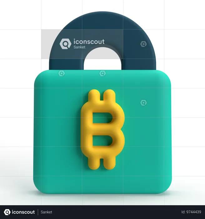 ビットコイン南京錠  3D Icon