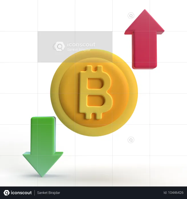 Bitcoin para cima para baixo  3D Icon