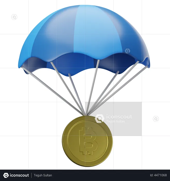 Bitcoin Parachute  3D Illustration