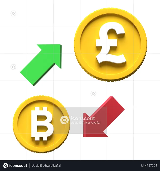 Bitcoin-Pfund-Börse  3D Illustration