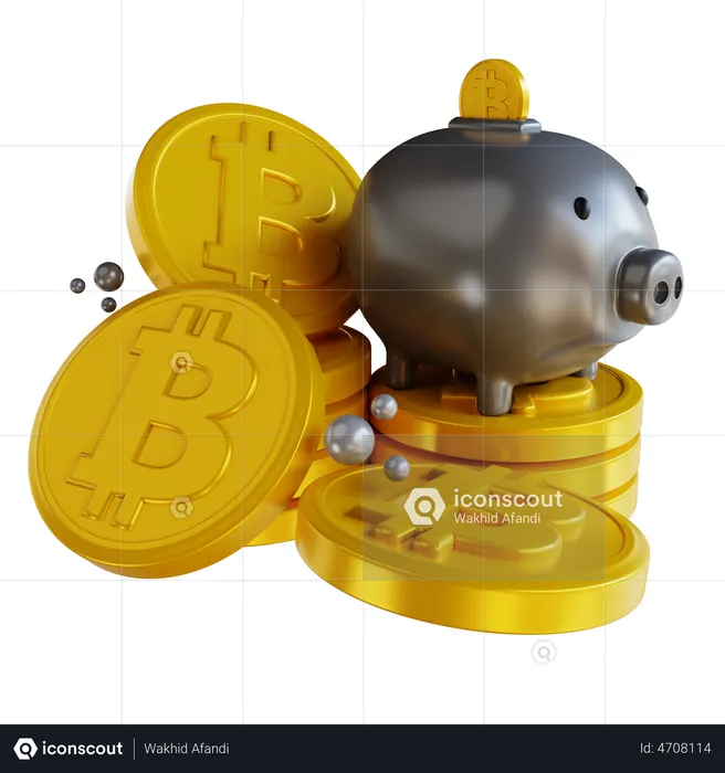 Bitcoin Piggy Bank  3D Illustration