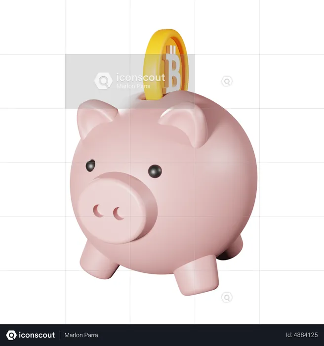 Bitcoin Piggy Bank  3D Icon