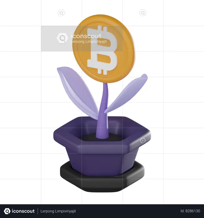 Bitcoin Plant  3D Icon