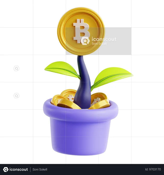 ビットコインプラント  3D Icon