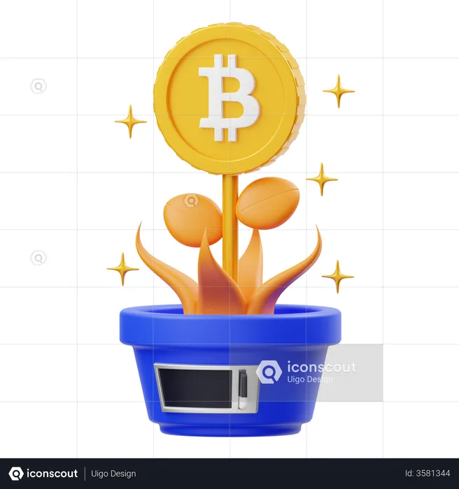 Bitcoin Plant  3D Illustration