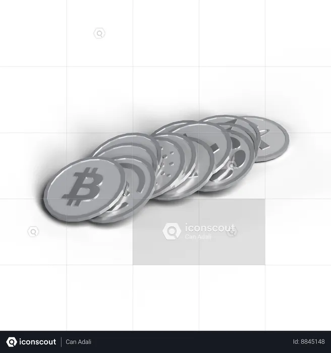 Bitcoin de plata  3D Icon