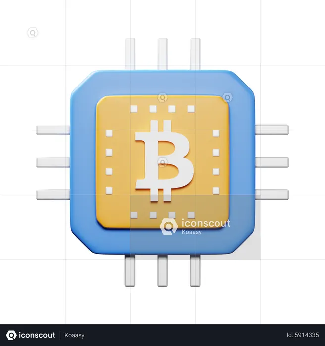 Bitcoin Processor Chip  3D Icon