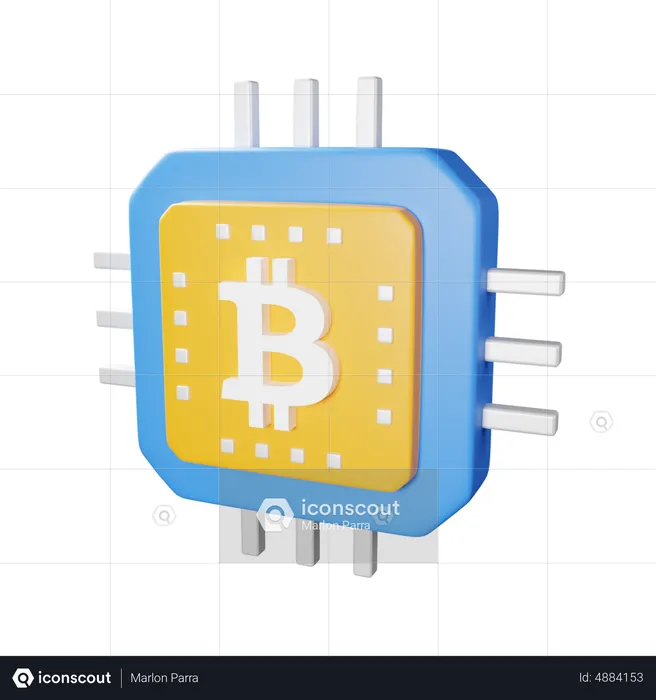 Bitcoin Processor Chip  3D Icon