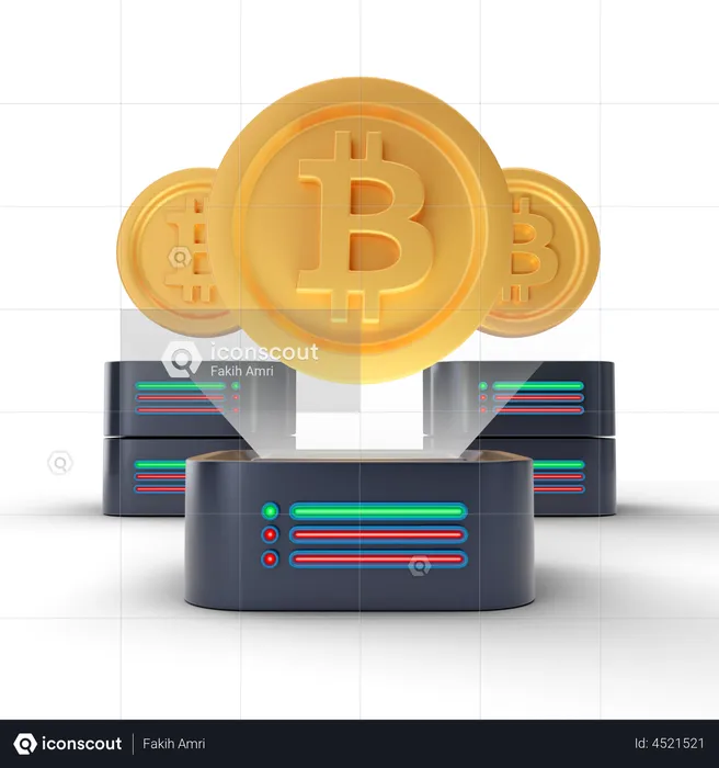 Bitcoin Projection  3D Illustration