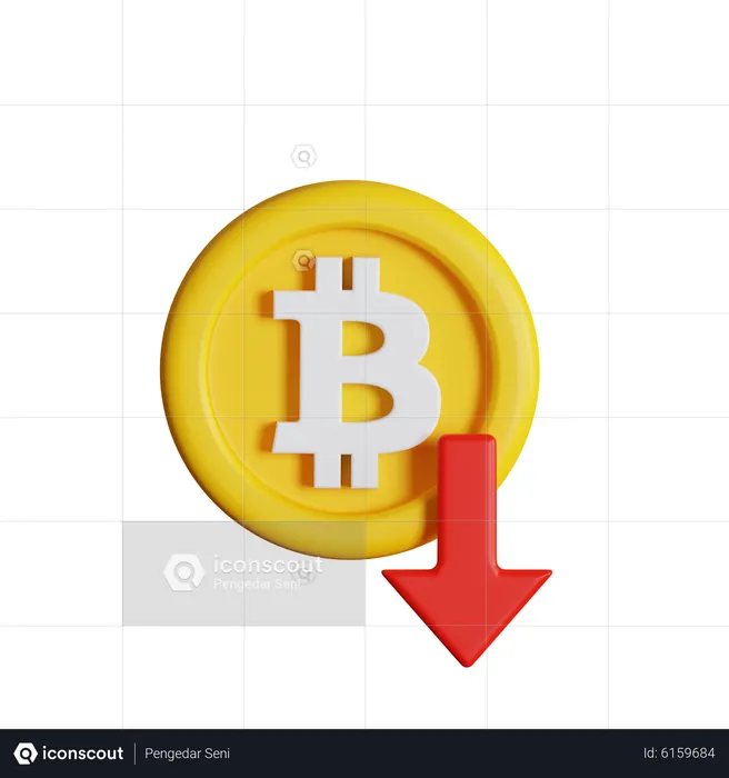 Bitcoin Rate Down  3D Icon