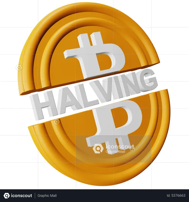 Reducción a la mitad de bitcoin  3D Icon