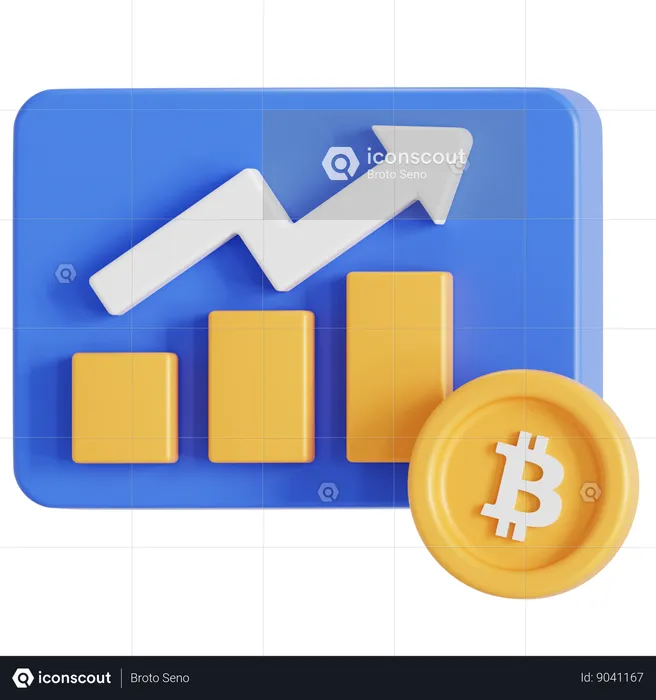 Bitcoin rise  3D Icon