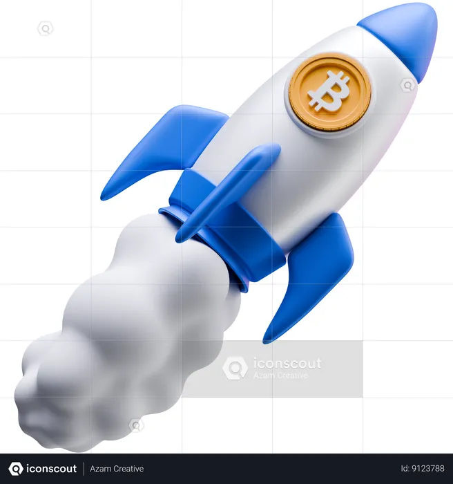 Bitcoin Rocket  3D Icon