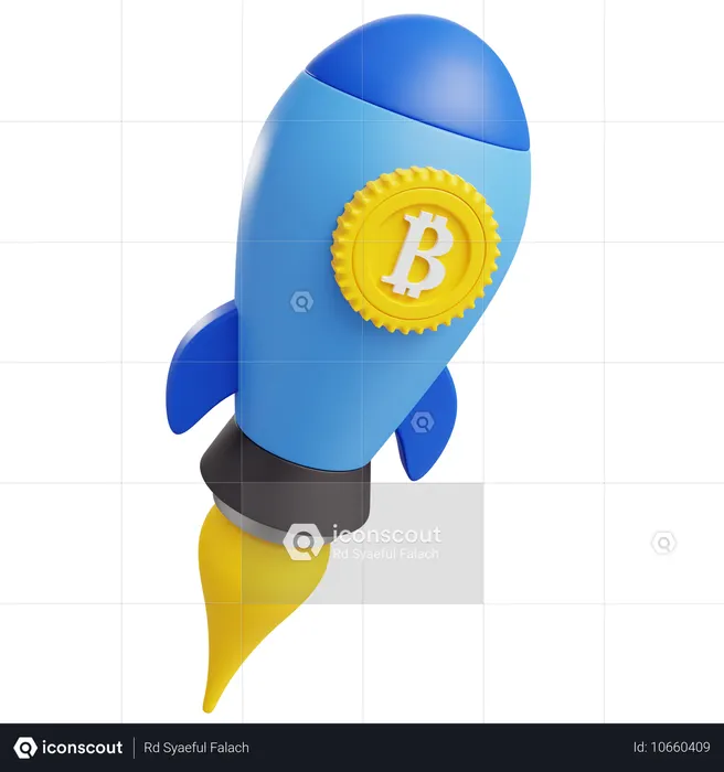 ビットコインロケット  3D Icon