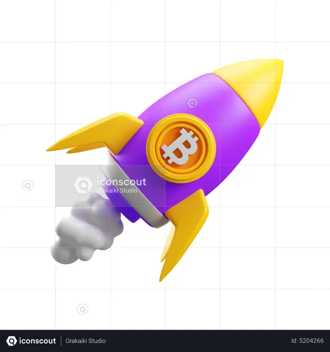 Bitcoin Rocket  3D Icon