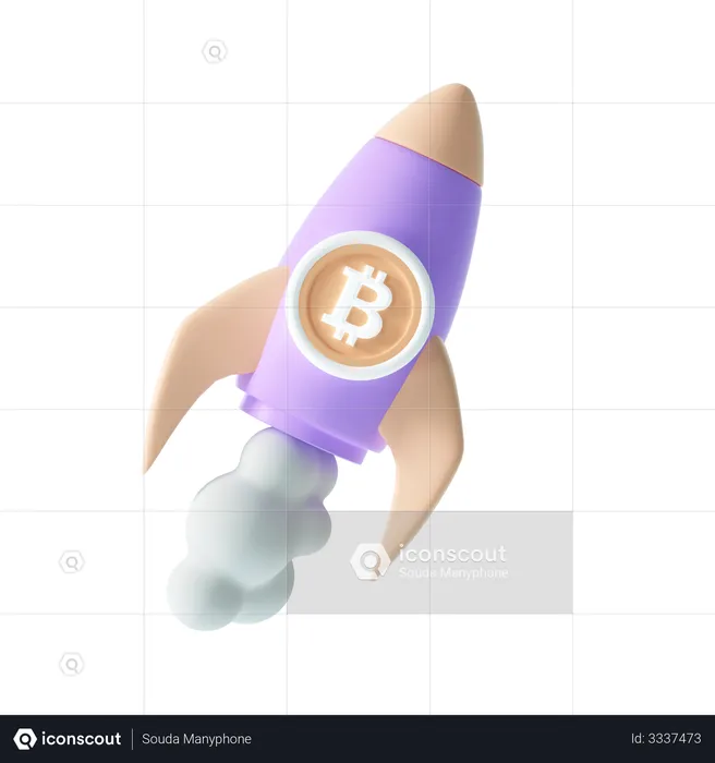 Bitcoin rocket  3D Illustration