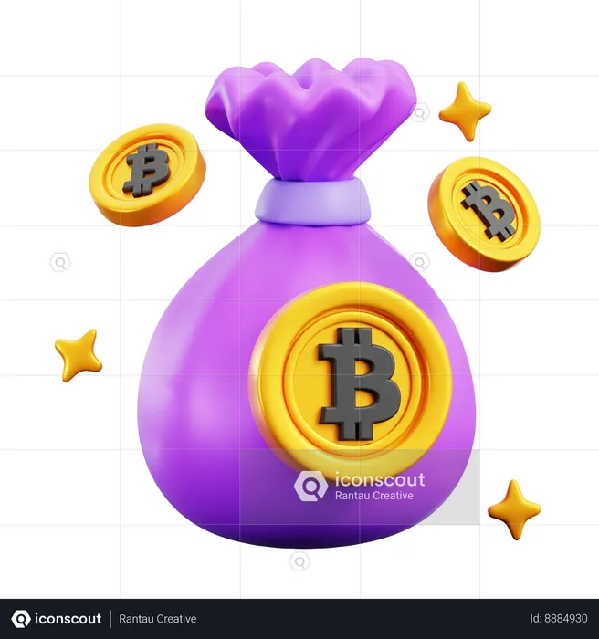 Sac de bitcoins  3D Icon