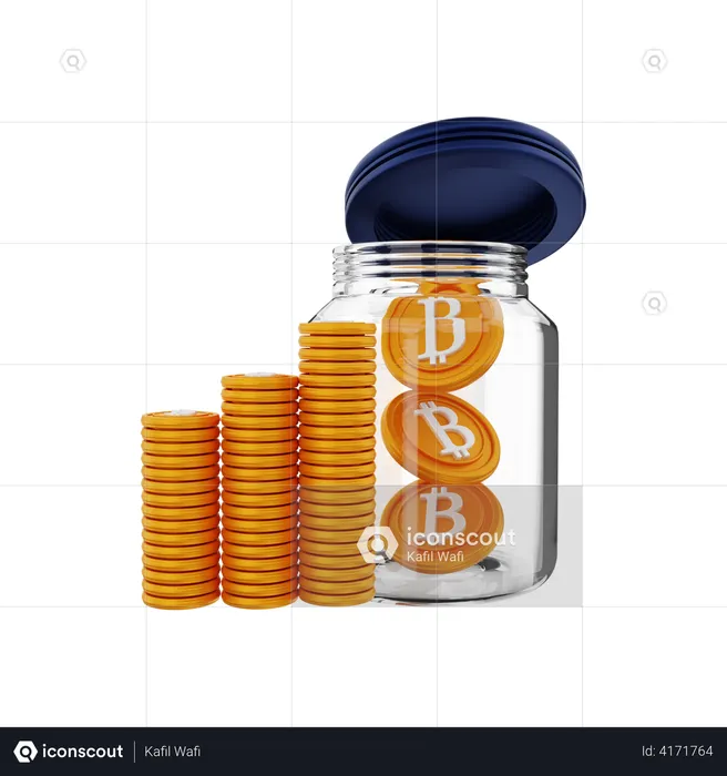 Bitcoin savings  3D Illustration