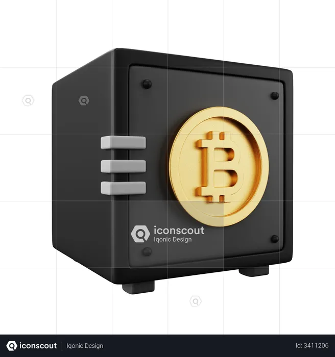 Bitcoin-Schließfach  3D Illustration