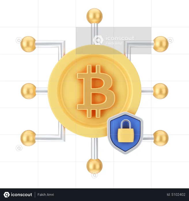 Bitcoin Secure Network  3D Icon