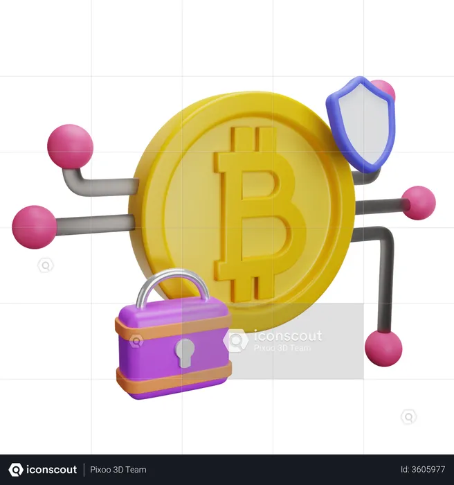 Bitcoin Security  3D Illustration