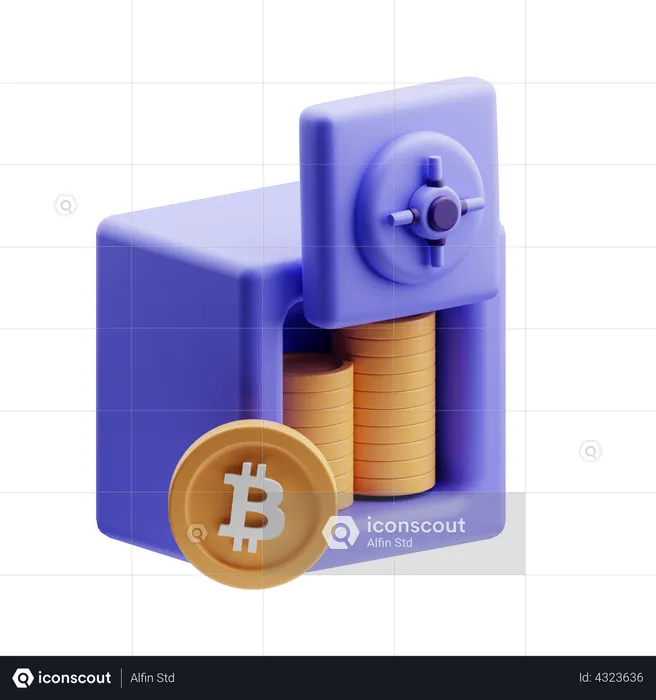 Bitcoin seguro  3D Illustration