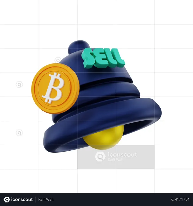 Bitcoin sell notification  3D Illustration