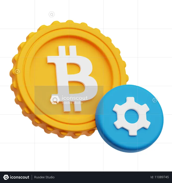 Bitcoin Setting  3D Icon