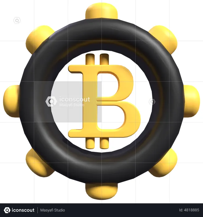 Bitcoin Setting  3D Icon