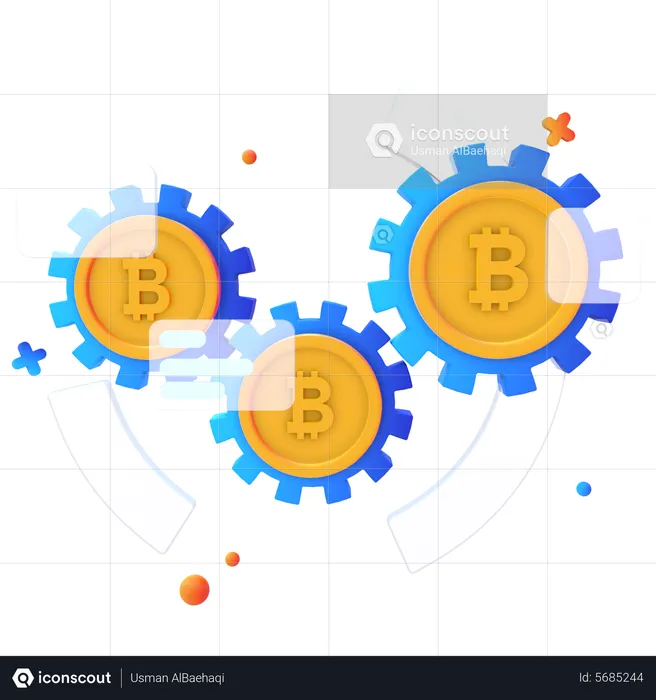 Bitcoin Setting  3D Icon